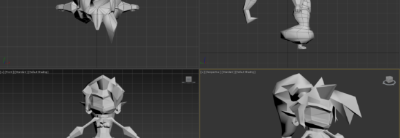 A top, left, front and orthographic view of a 3D Model for Shantae created in 3DS Max